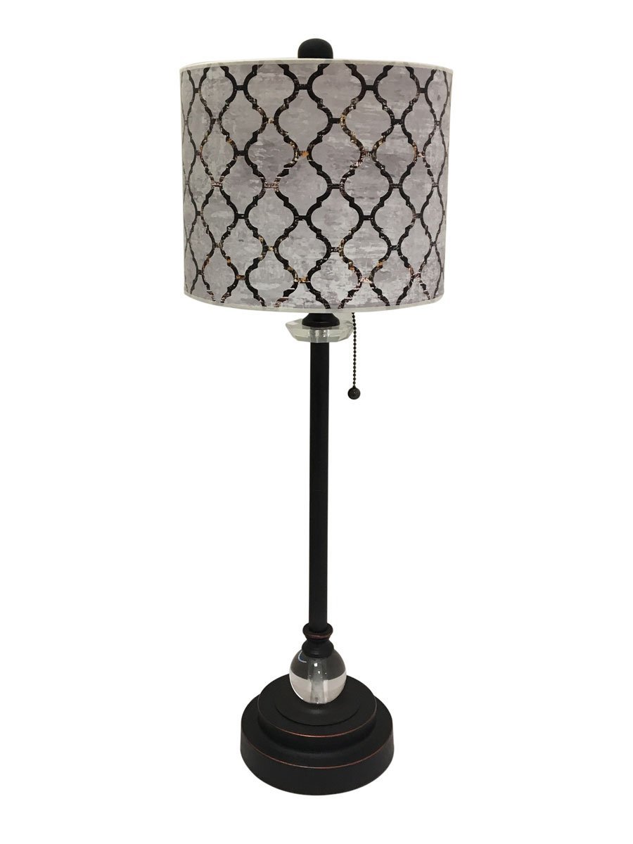 Royal Designs, Inc. Oil Rubbed Bronze 28" Buffet Lamp with Crystal, Includes Mor