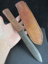 Primitive Dagger Leather Sheath Fixed Blade Knife Antique Hand Forged Copper Pin - £89.47 GBP