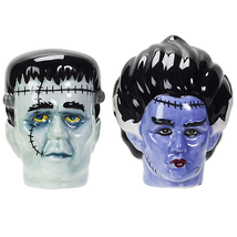 Frankenstein &amp; Bride of Frankenstein Salt &amp; Pepper Shakers Mini Horror Statue - £15.17 GBP