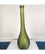 Midcentury Bubble Hobnail Green Glass Genie Bottle - £43.02 GBP