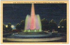 CurtTeich Los Angeles Callifornia Postcard Mulholland Memorial Fountain Friffith - £1.69 GBP