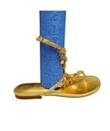 Colin Stuart Thong Flat Sandals Womens Size 7.5B Gold Embellished Ankle ... - $28.85