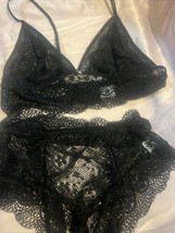 Womens Black Lacy Bra &amp; Panty Set by Avidlove Large NEW - $18.69