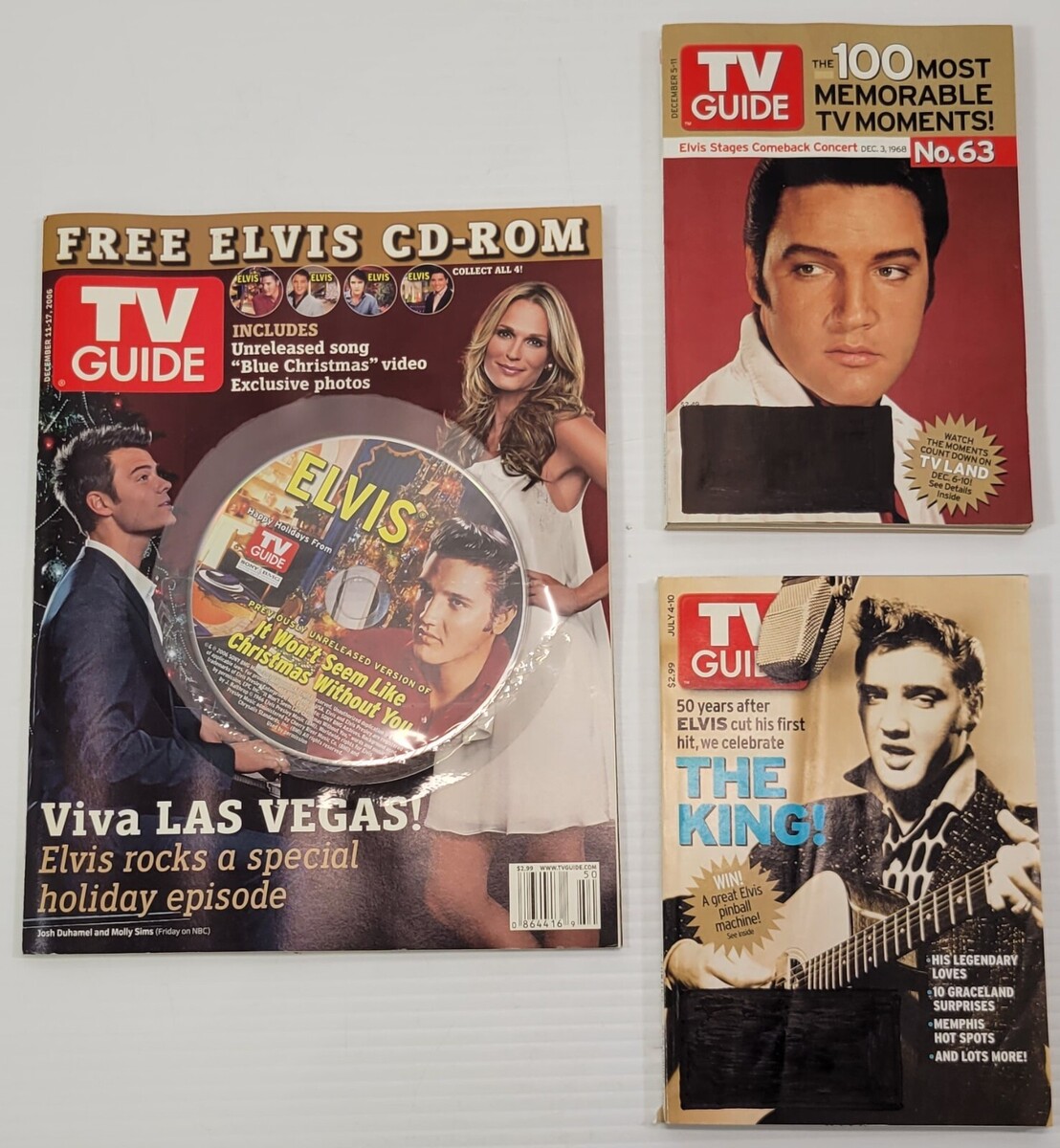 *R) Lot of 3 Elvis Presley TV Guide Magazines 2004, 2006 CD ROM - $9.89