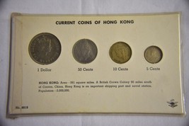 Coins of Hong Kong: $1 1960, 50 cent 1951, 10 cent 1949, 5 cent ? - £7.65 GBP