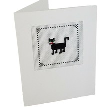 Black Cat Kitten Note Card Cross Stitch Blank 5 x7 Inch With Envelope - £21.58 GBP