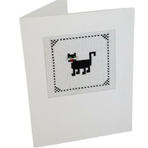 Black Cat Kitten Note Card Cross Stitch Blank 5 x7 Inch With Envelope - $27.00