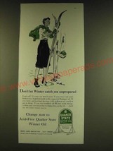 1939 Quaker State Motor Oil Ad - art by Gilbert Bundy - Don&#39;t let winter - £14.62 GBP