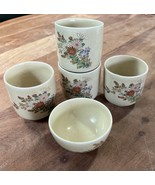 Set of 4 Satsuma Ware Japanese Sake Tea Cups &amp; 1 Bowl Floral - $524.20 MXN