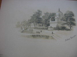 Vintage Post card of: “Indian Temple”. Black and white copyright print. ... - $20.00
