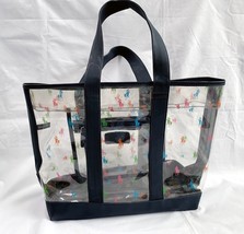 Vtg Ralph Lauren Clear Vinyl Beach Tote Shoulder Bag Multi Color Polo Horses - £73.91 GBP