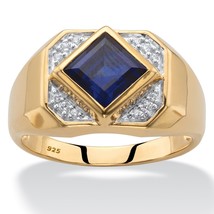Blue Sapphire 18K Gold Over Sterling Silver Ring 8 9 10 11 12 13 - £240.54 GBP