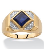 BLUE SAPPHIRE 18K GOLD OVER STERLING SILVER RING 8 9 10 11 12 13 - £237.04 GBP
