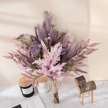 Artificial Purple Rose, Daisy, Barley Grass and Reed Bouquet Arrangement - £14.23 GBP