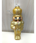 Gold Glitter Nutcracker Blown Glass Christmas Tree Ornament - £4.48 GBP