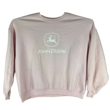 John Deere Pink Sweatshirt 2X Jerzees Cotton/Polyester Blend Unisex Crew... - $23.03