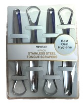 Vivitar 4 Pack Stainless Steel Tongue Scrapers - Best Oral Hygiene - £9.48 GBP