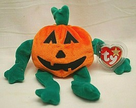 Ty Beanie Baby Pumkin Orange Pumpkin Halloween Plush Toy Swing Tag Plast... - £11.67 GBP