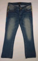 Southpole Jeans Co Blue Denim Bootcut Womens Sz 9 30x33 Embellished Flap... - $22.09