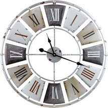 Oversized Wall Clock Home Decor Vintage Hanging Round Large  Battery Metal 24 In - £55.03 GBP