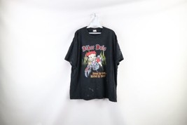 Vtg Y2K Betty Boop Womens XL Thrashed Biker Babe Fire Motorcycle T-Shirt Black - £61.88 GBP