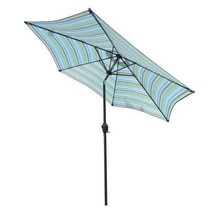 Blue Stripes 8.6-foot Table Umbrella in Polyester with a Crank and Push Button - £247.41 GBP
