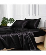 Mr&amp;Hm Satin Bed Sheets, Full Size Sheets Set, 4 Pcs Silky Bedding, Full,... - $52.08 CAD