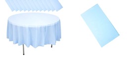 84&quot; Disposable Plastic Round Tablecloth Table Covers Party Supplies Blue 12-Pack - £37.34 GBP