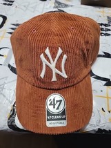 New York Yankees CORDUROY Rust Baseball Hat MLB ‘47 Vintage Retro Style Cap - £22.41 GBP