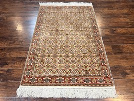 Turkish Kayseri Silk Rug 4x6 Handmade Vintage Fine Oriental Allover Cream Carpet - $2,800.00