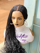 Black Braided African Wig Handmade Box Braids Wig Natural Synthetic Heat Safe - £94.96 GBP