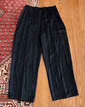 Citron Santa Monica Womens 100% Silk Elastic Waist Pull On Pants LARGE Black - £39.49 GBP