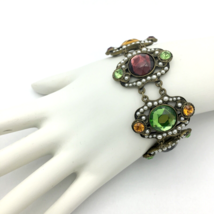 BEN-AMUN Victorian Revival bracelet - purple green gold rhinestone faux ... - $90.00