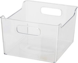 Oggi Storage Bin With Handles, 9 By 9 By.75 Inches, Clear - £34.23 GBP