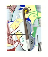 ROY LICHTENSTEIN Cubist Cello 51&quot; x 39.5&quot; Serigraph 1997 Pop Art - $37,462.71 CAD