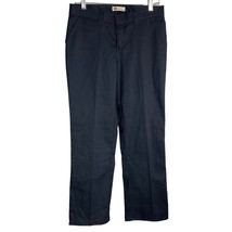 Dickies Flat Front Straight Leg Work Pants 6 Dark Blue Mid Rise Pockets Zip - $23.17