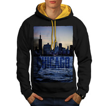 Wellcoda Chicago Town Port Mens Contrast Hoodie, City Ship Casual Jumper - £31.12 GBP