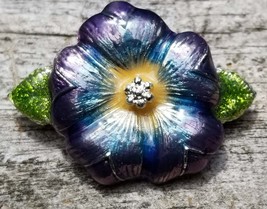 Vintage Danecraft Pearlized Flower Brooch Blue and Purple Flower - £7.99 GBP
