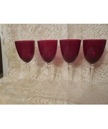 4 Aldrich Ruby Vertical Optic 8 3/4&quot; Wine Glasses by Artland marked &quot;W&quot; - €34,14 EUR