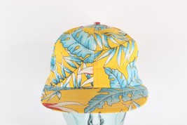 Vintage 90s Streetwear Hawaiian Floral Flower Print Snapback Hat Cap USA Yellow - £38.74 GBP