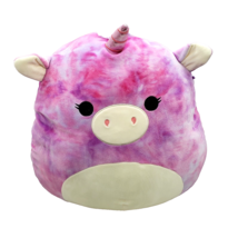 Squishmallow Lola the Tie Dye Unicorn Pink Purple 16&quot; Kellytoy Stuffed Animal - £19.14 GBP