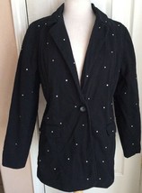 The Quacker Factory Black Cotton Long Sleeve Jacket W/ Rhinestones Women&#39;s M - £23.29 GBP