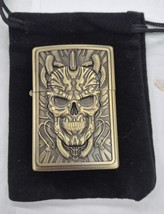 Sharp Brass Kantai Horned Skull Lighter W/Raised Detail - $12.30