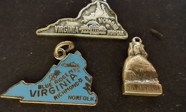 3 Sterling Silver VirginiaThemed Charms for Bracelet VINTAGE - £11.87 GBP