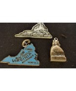 3 Sterling Silver VirginiaThemed Charms for Bracelet VINTAGE - $20.37 CAD