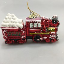 Kurt Adler Noble Gems Snowball Express Red Train Engine Glass Ornament NEW - £33.39 GBP