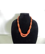 TWO ORANGE HEISHI THICK DISC BEAD NECKLACES - £11.60 GBP