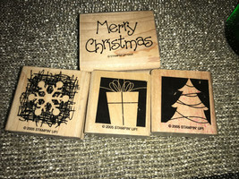 Stampin Up Christmas Rubber Stamp, Wood/Rubber Winter, Holidays, Lot Qty 4 - £6.14 GBP