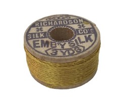 Antique Richardson Embroidery Silk 3 Yards Golden Yellow Spool Unused De... - $11.00