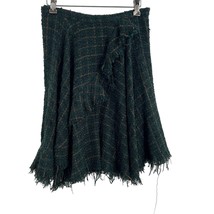 Eva Franco Green Plaid Skirt Wrap with Fringe Ends Size 6 New - £37.38 GBP